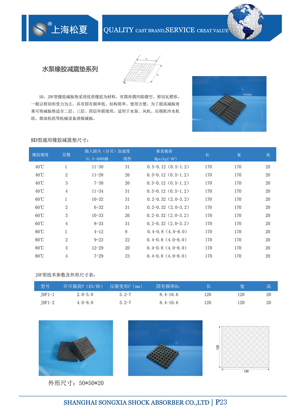  SD型橡膠減振墊參數(shù)